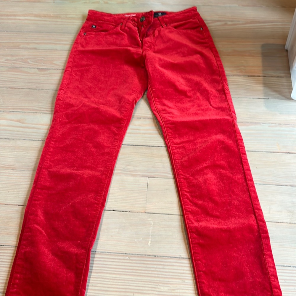Red velvet AG Farrah high rise pant